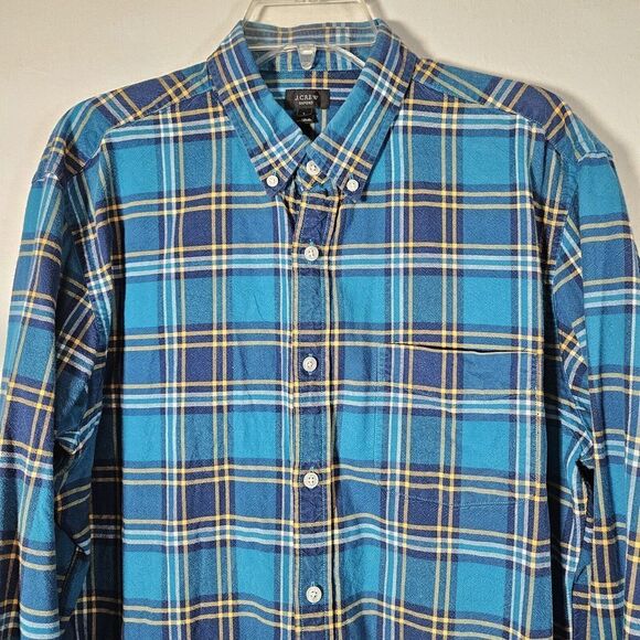 J. Crew Teal and Yellow Plaid Button Down Shirt - Picture 2 of 11